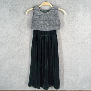Cindy Couture Child Girls Sz 6 Green Gray Soft Sleeveless Midi Dress‎ Vtg Canada
